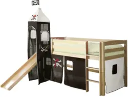 Spielbett 'Toby R', aus Buche, naturfarbe/schwarz/weiß