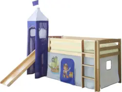 Spielbett 'Toby R', aus Buche, blau/naturfarben