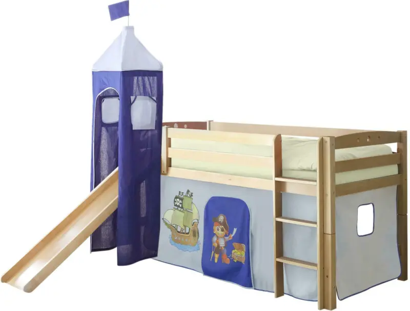 Spielbett 'Toby R', aus Buche, blau/naturfarben