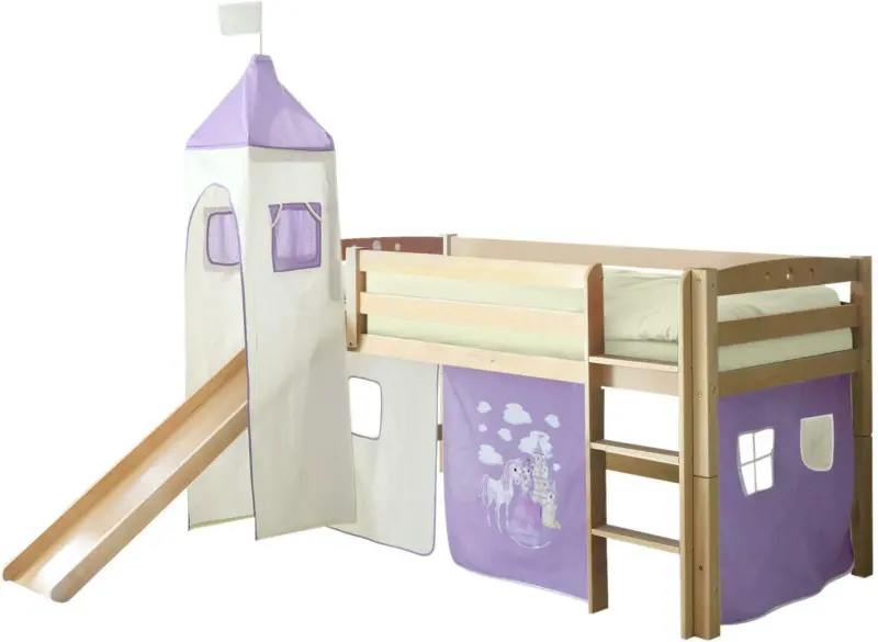 Spielbett 'Toby R', aus Buche, naturfarben/flieder