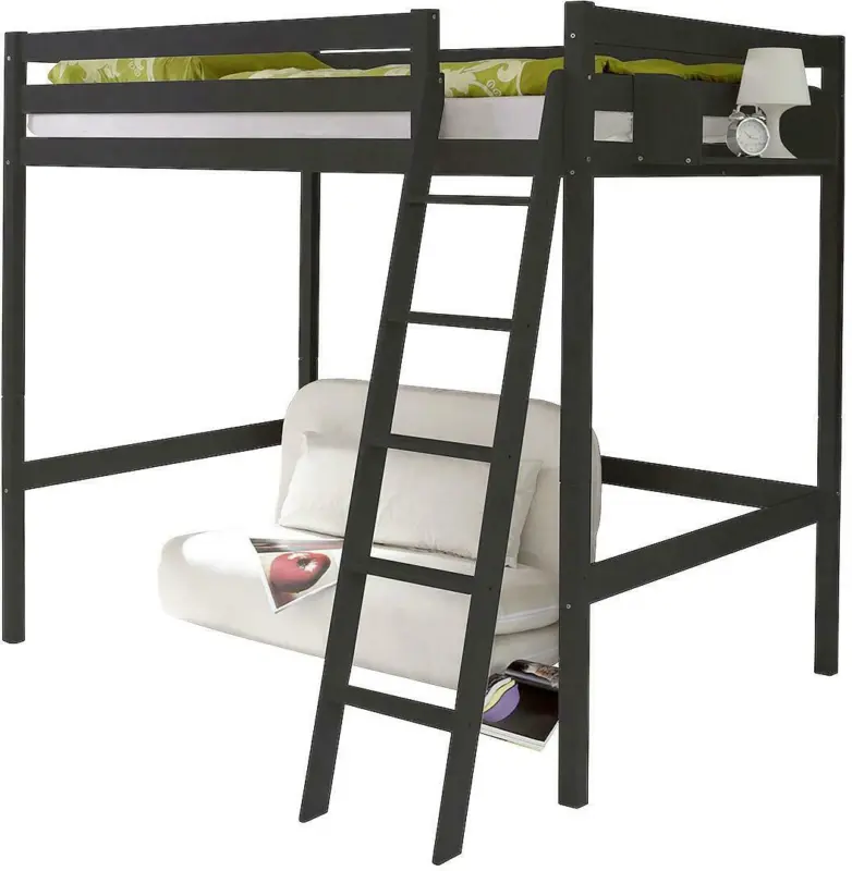 Hochbett 'Matthias', aus Kiefer, grau