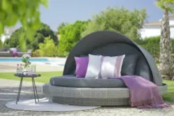 Gartenmuschel Kos in Grau inkl. Zierkissen