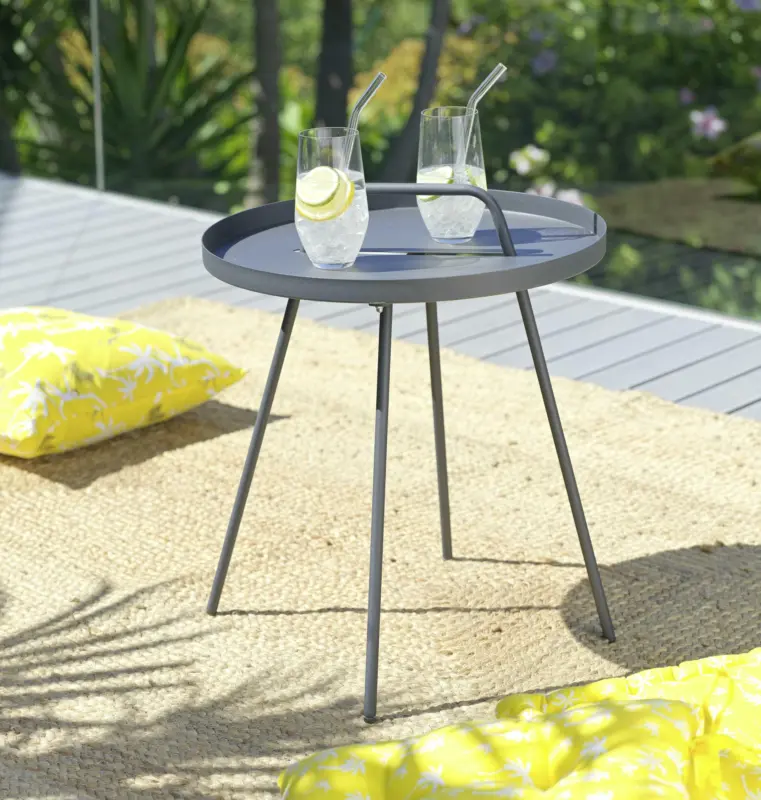 Gartenbeistelltisch Nizza aus Metall in Anthrazit