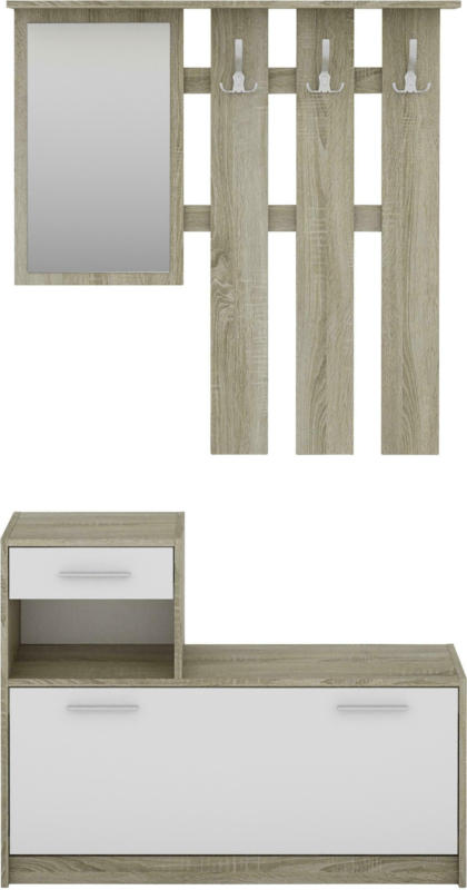 Garderobe in Weiß/Eiche ´Tamme´