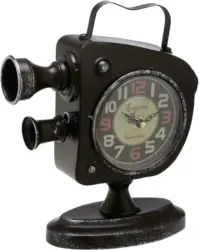 Tischuhr Filmkamera in Schwarz