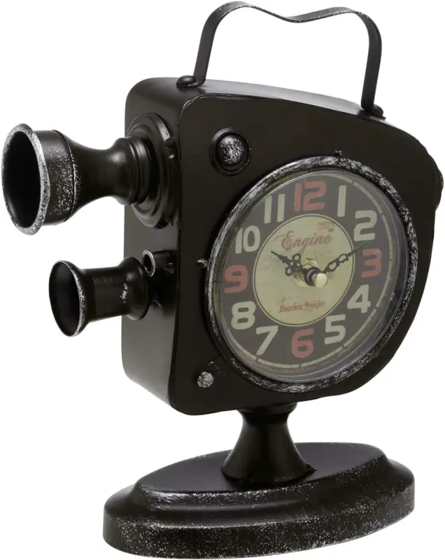 Tischuhr Filmkamera in Schwarz