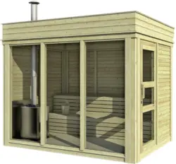 Saunahaus WWX 2x3 inkl. Ofen+Zubehör, 2-5 Pers.