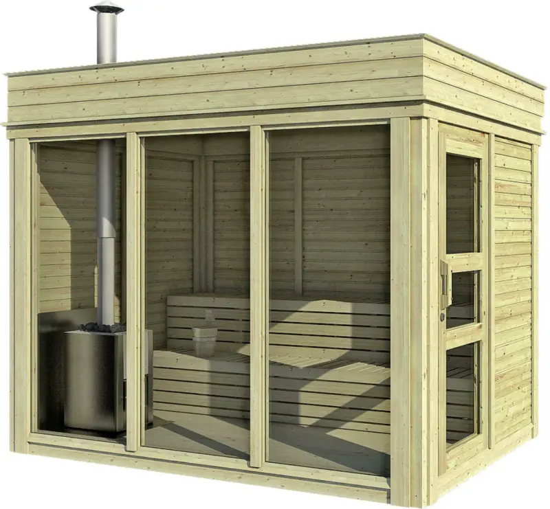 Saunahaus WWX 2x3 inkl. Ofen+Zubehör, 2-5 Pers.