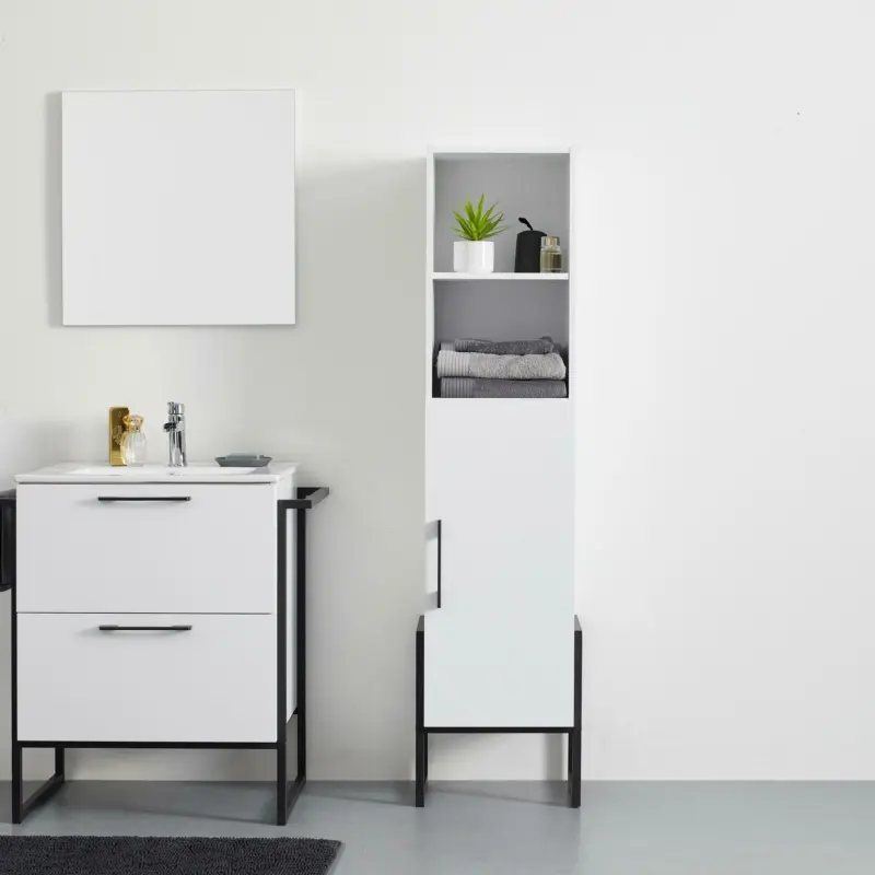 Hochschrank 'Sara', weiß/schwarz