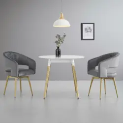 Esstisch 'Gaia', Ø ca. 90cm, weiß/eichefarben