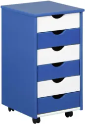 Rollcontainer 'Beppo' , aus Kiefer, blau