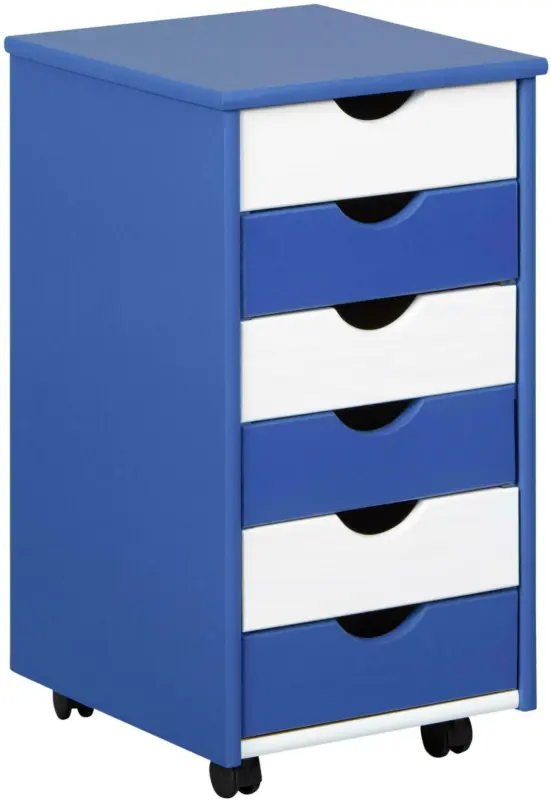 Rollcontainer 'Beppo' , aus Kiefer, blau