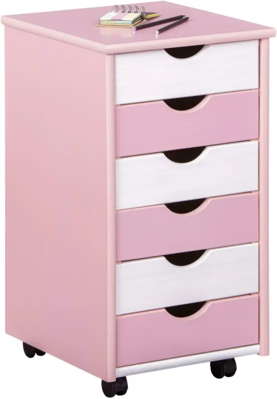 Rollcontainer in Rosa/Weiß