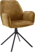 mömax Armlehnstuhl aus Velours in Currygelb