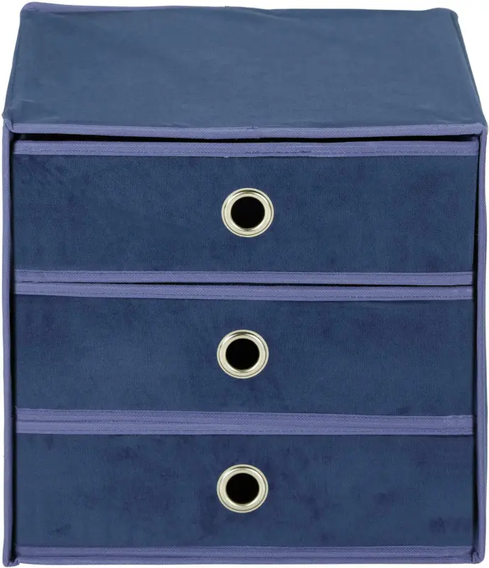 Schubladenbox Mona aus Samt in Dunkelblau