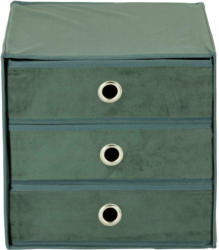 Schubladenbox Mona aus Samt in Dunkelgrün