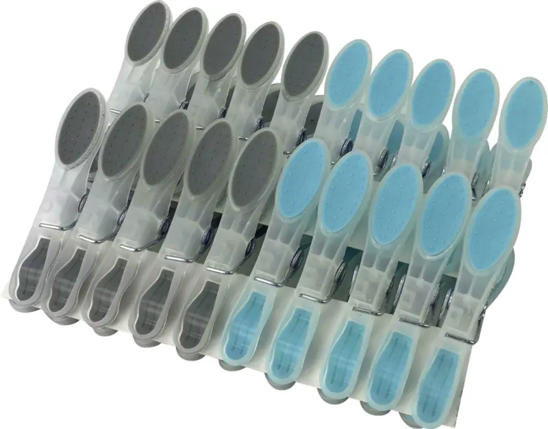 Wäscheklammern Soft in Grau/Türkis, 20 Stück