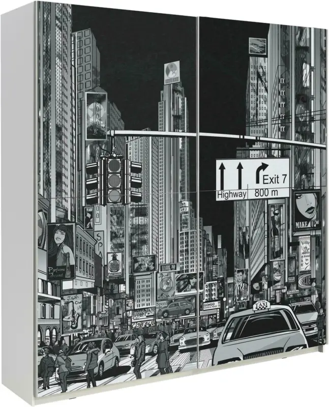 Schwebetürenschrank Schwarz, Weiß