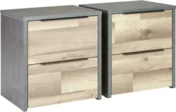 Nachtkästchenset in Eichefarben, 2-teilig