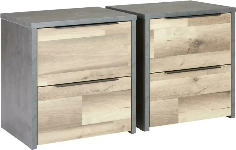 Nachtkästchenset in Eichefarben, 2-teilig