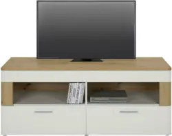TV-Element in Weiß/Eichefarben