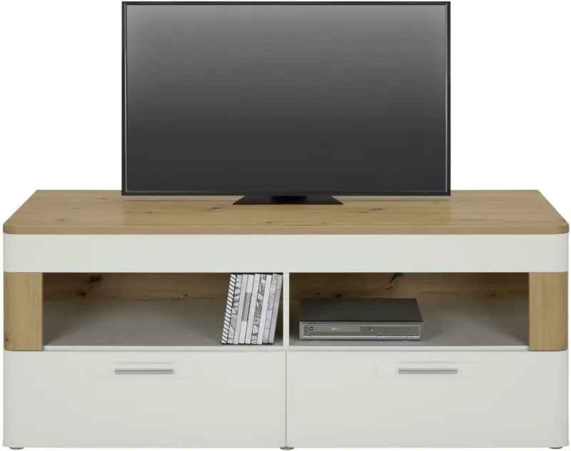 TV-Element in Weiß/Eichefarben