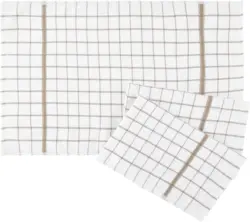 Geschirrtuch-Set Karo in Taupe, 3-teilig