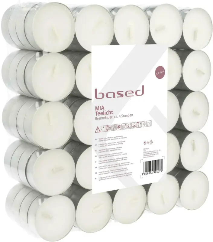 Teelicht Mia in Weiß, 100er-Pack