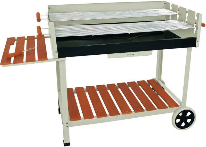 Grillwagen 'Calor' aus Metall/Holz, silber