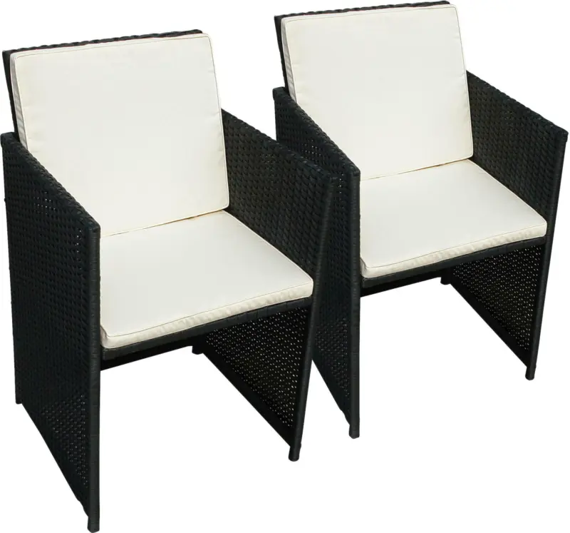 Gartensessel-Set 'Faro' inkl. Auflagen, schwarz