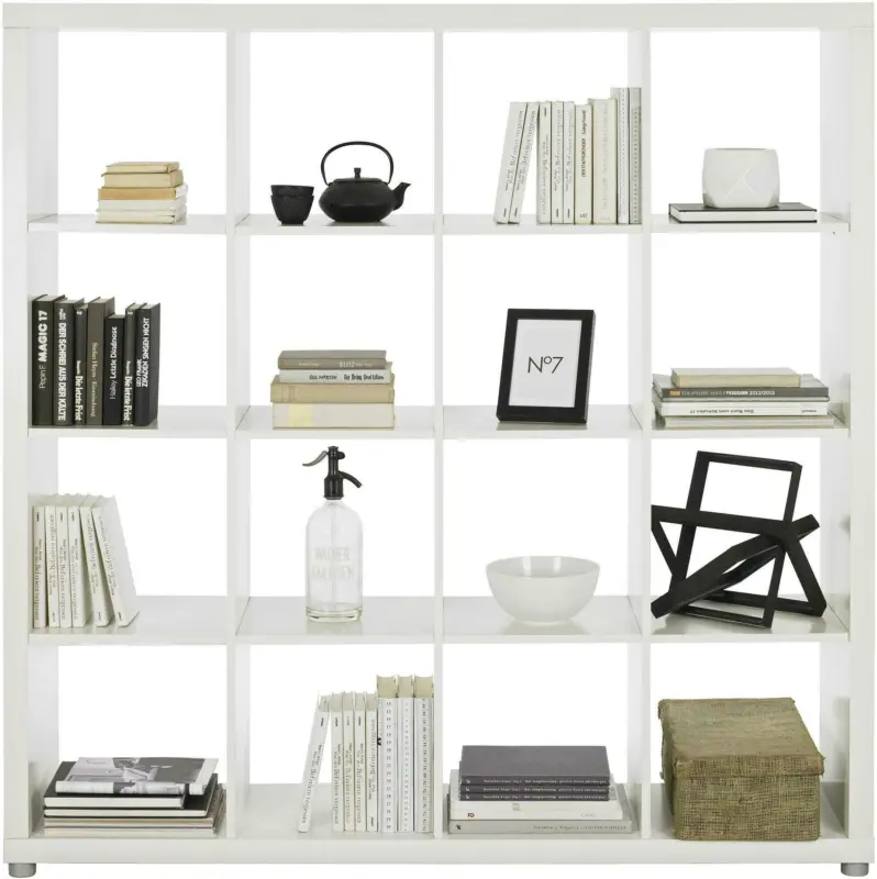 Raumteiler in Weiß mit 16 Fächer