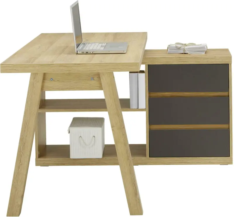 Eckschreibtisch in Eichefarben