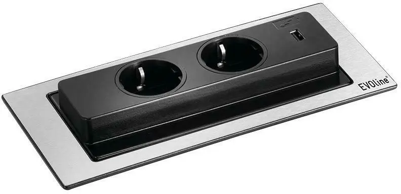 Steckdosenelement Edelstahlfarben