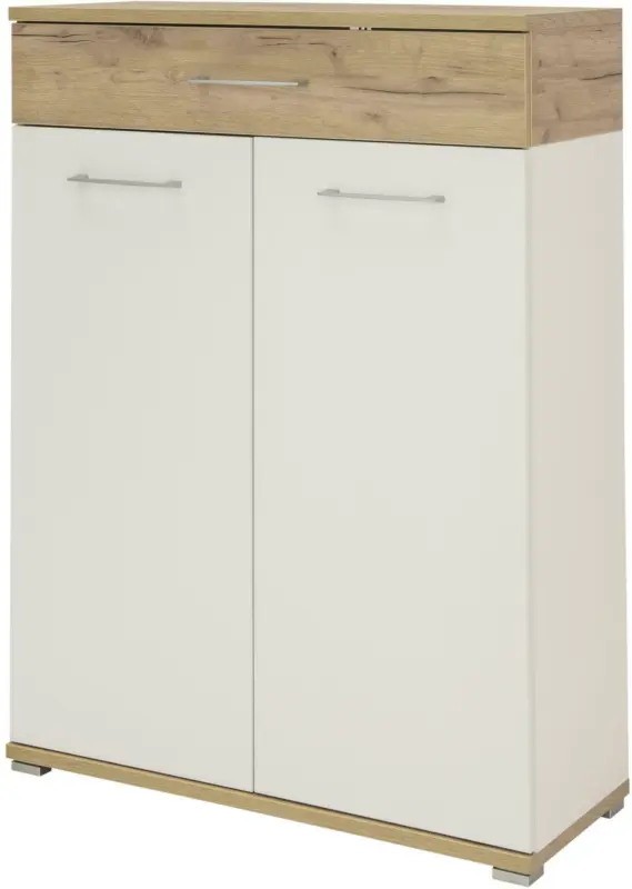 Schuhschrank in Weiß/Eichefarben