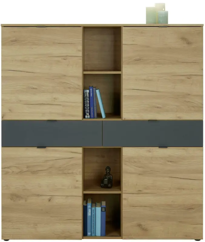 Highboard in Graphit/Eichefarben
