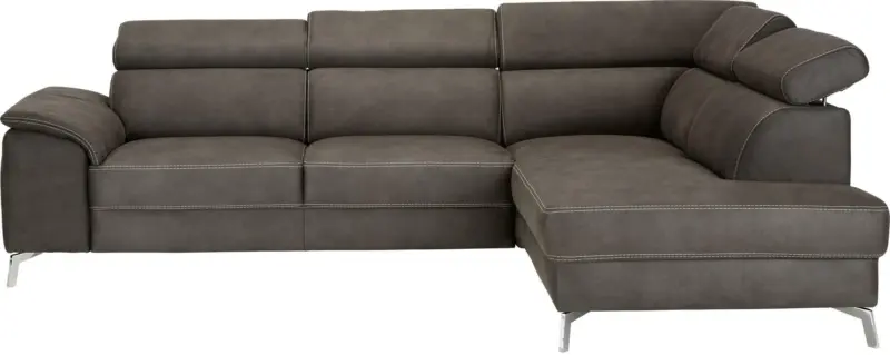 Wohnlandschaft in Anthrazit mit Kopfstützen