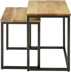 Beistelltischset in Akazie/Schwarz 2-teilig