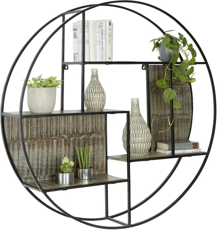 Wandregal aus Mangoholz/Metall