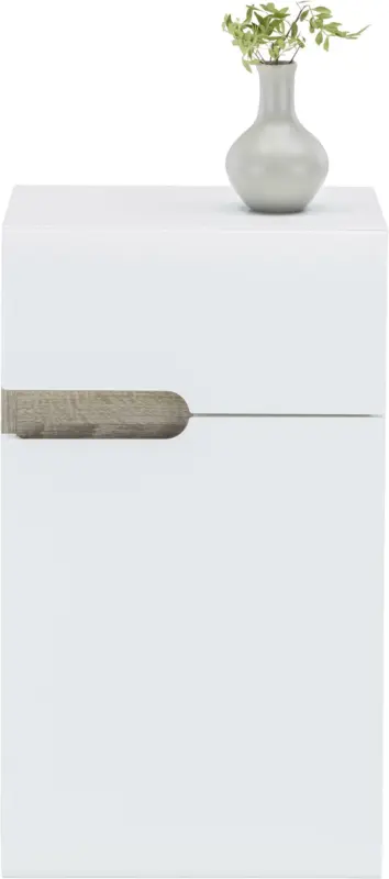 Unterschrank Weiß Hochglanz/Eichefarben