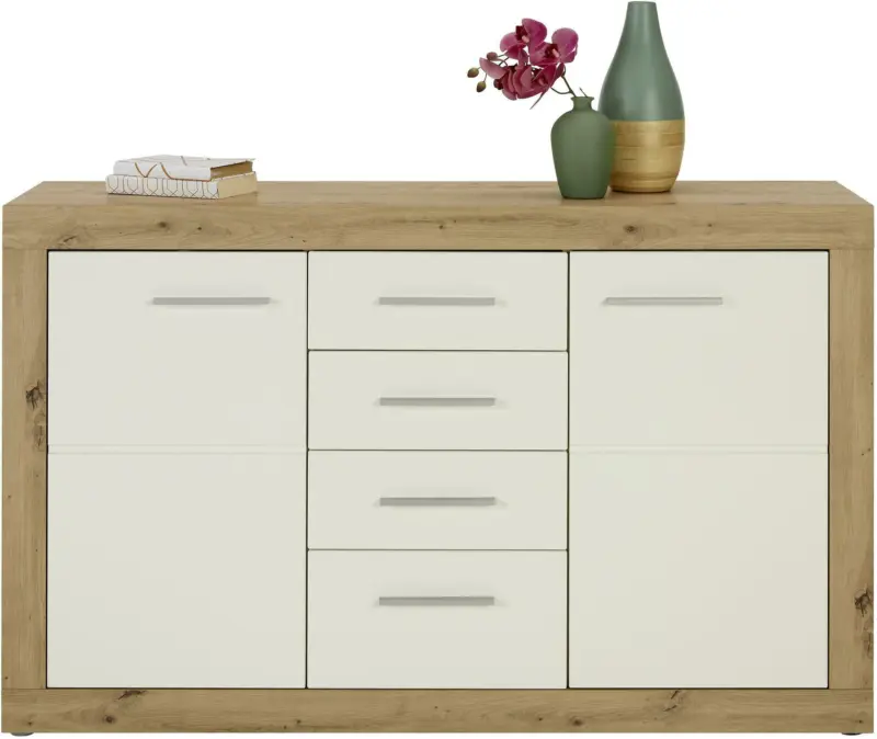 Kommode in Weiß/Eichefarben