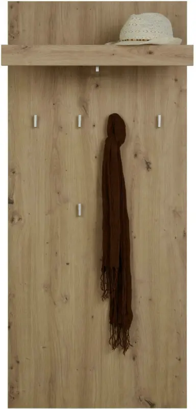 Garderobenpaneel in Eichefarben mit 6 Haken