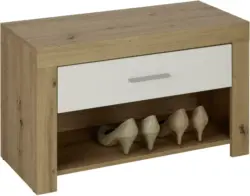 Garderobenbank in Wei&szlig;/Eichefarben