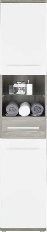 Hochschrank Weiß/Braun