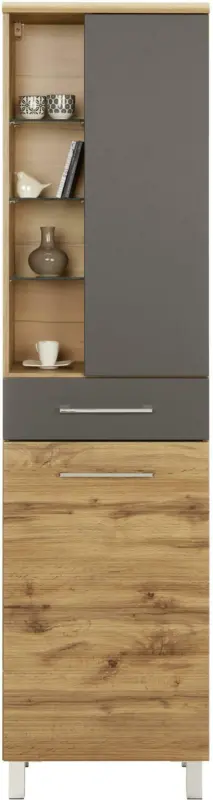 Hochschrank Anthrazit/Eichefarben