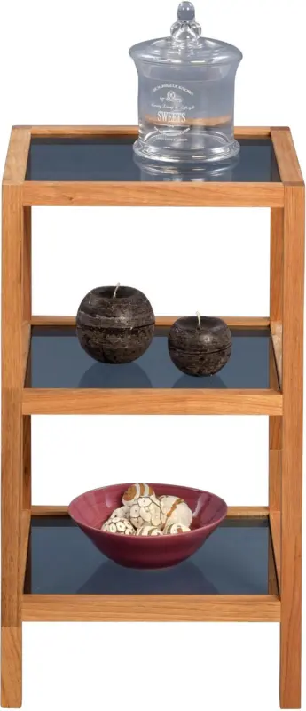 Regal aus Holz mit Glasböden