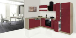 Küchenblock 'ECONOMY L 310' , rot, eiche