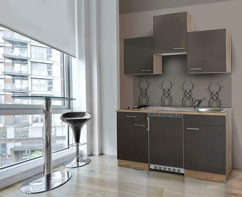 Minik&uuml;che 'ECONOMY 150' , grau, eiche