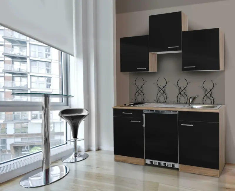 Minik&uuml;che 'ECONOMY 150' , schwarz, eiche