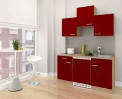 Miniküche 'ECONOMY 150' , rot,eiche