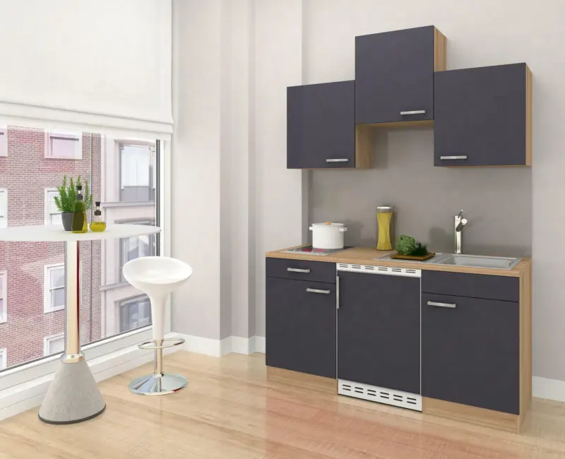 Miniküche 'ECONOMY 150' , grau, eiche